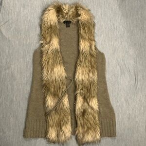 Steve Madden Faux Fur Knit Vest S/M